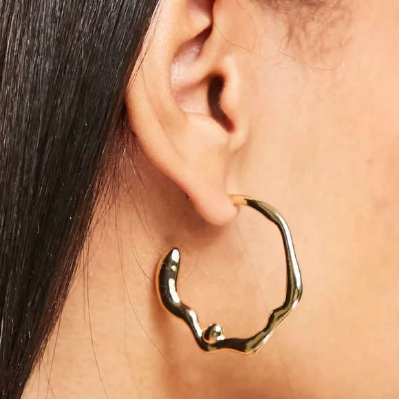 Gold Hoops Earrings - Picture 3 of 3